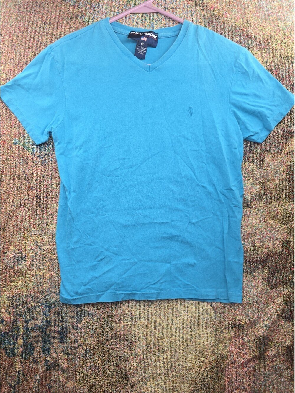 Vintage Polo Sport Ralph Lauren Blue V-Neck T-Shirt Mens Medium